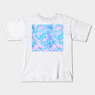 Pink Sky Blue Holographic Pattern Kids T-Shirt